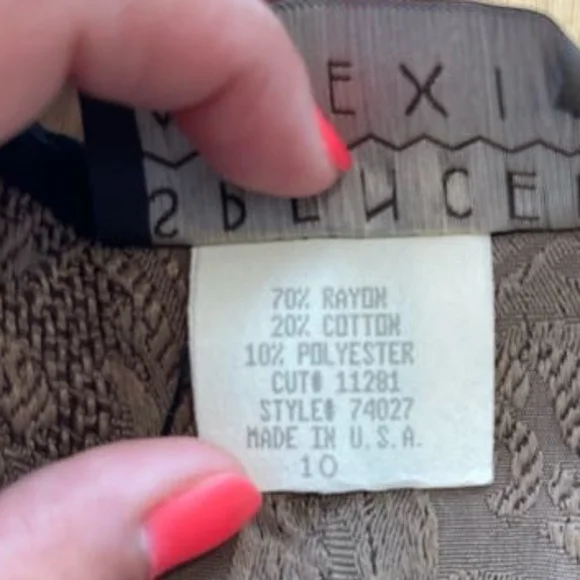 Spencer Alexis Vintage Womens Black Brown Patchwork Two-Piece Set Made In Usa 10 - Picture 5 of 8